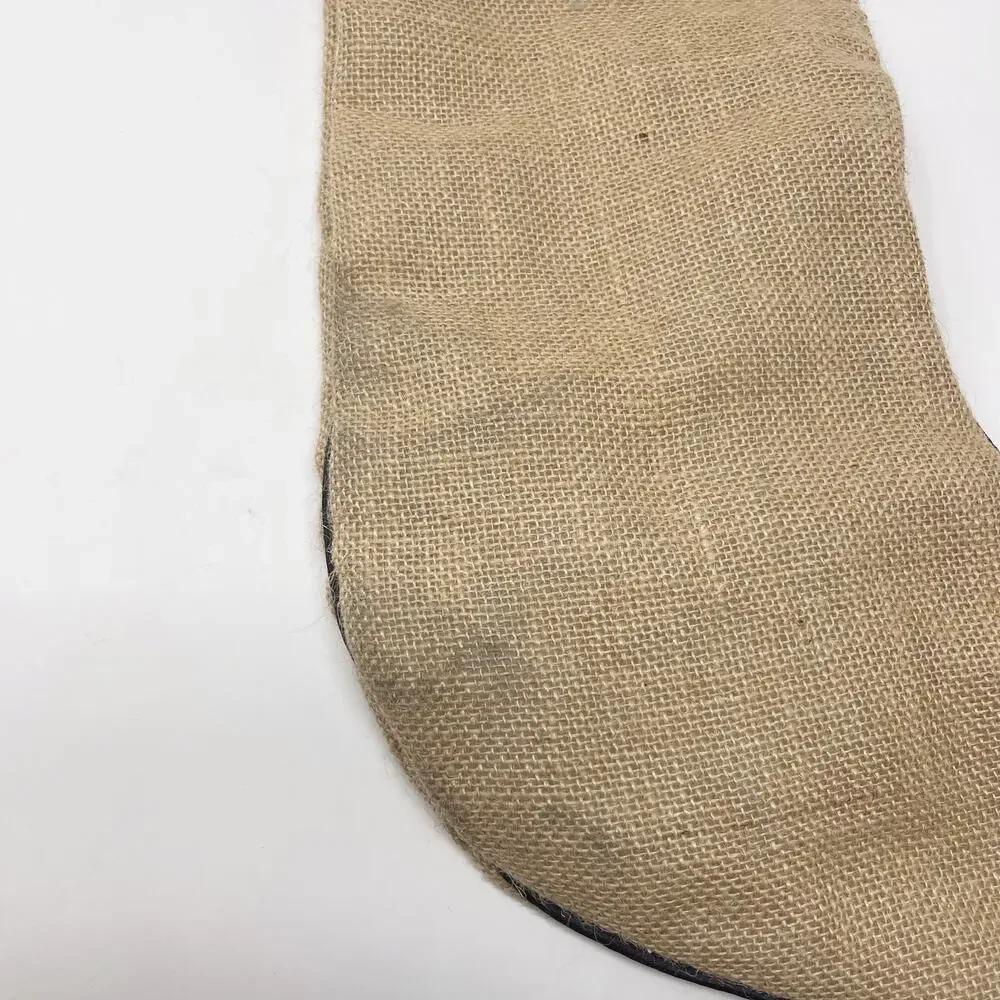 Storehouse Burlap Mr & Mrs Holiday Christmas Stockings Set of 2 Beige Black Trim
